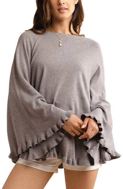 Saachi Talia Ruffle Hem Poncho In Grey