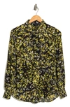 T Tahari Abstract Floral Button-up Blouse In Abstract Mini Floral