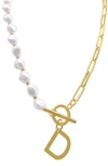 ADORNIA IMITATION PEARL & PAPERCLIP CHAIN INITIAL PENDANT NECKLACE