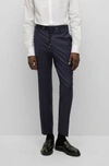 Hugo Boss Drawstring Trousers In Virgin-wool Serge In Dark Blue