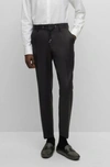 Hugo Boss Drawstring Trousers In Virgin-wool Serge In Black