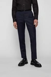 Hugo Boss Tuxedo Trousers In Virgin-wool Serge In Dark Blue