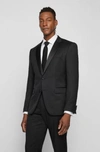 Hugo Boss Tuxedo Jacket In Virgin-wool Serge In Black