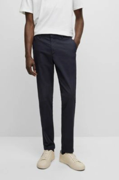 Hugo Boss Slim-fit Chinos In Stretch-cotton Gabardine In Dark Blue