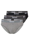 Hugo Boss Three-pack Of Stretch-cotton Briefs With Logo Waistbands In Light Grey