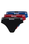 Hugo Boss Three-pack Of Stretch-cotton Briefs With Logo Waistbands In Patterned