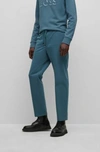 Hugo Boss Slim-fit Trousers In A Cotton Blend In Turquoise