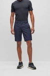 Hugo Boss Slim-fit Shorts In Water-repellent Twill In Dark Blue