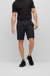 Hugo Boss Slim-fit Shorts In Water-repellent Twill In Black