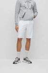 Hugo Boss Slim-fit Shorts In Stretch-cotton Gabardine In White