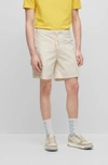 Hugo Boss Regular-fit Shorts In Paper-touch Stretch Cotton In White