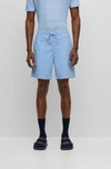 Hugo Boss Regular-fit Shorts In Paper-touch Stretch Cotton In Light Blue