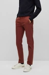 Hugo Boss Slim-fit Chinos In Stretch-cotton Gabardine In Brown