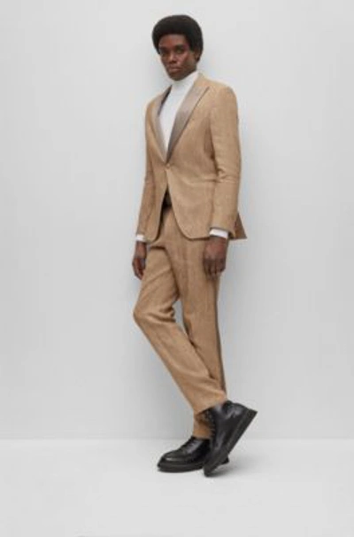 Hugo Boss Slim fit Two piece Suit In Melange Linen In Beige ModeSens