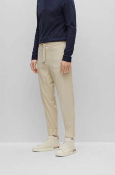 Hugo Boss Slim-fit Trousers In Bi-stretch Softshell Material In White