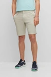 Hugo Boss Slim-fit Shorts In Printed Stretch-cotton Twill In Light Beige