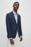 Hugo Boss Slim-fit Jacket In Pure Linen With Notch Lapels In Dark Blue