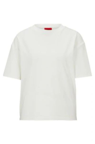 Hugo Boss Relaxed-fit T-shirt With Contrast Logo In Soft Jersey In White