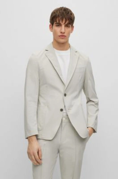 Hugo Boss Slim-fit Jacket In Water-repellent Performance-stretch Cloth In White