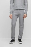 Hugo Boss Slim-fit Trousers In A Cotton Blend With Stretch In Silver