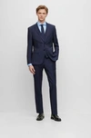 Hugo Boss Boss Houston Slim Fit 3-piece Navy Check Suit In Dark Blue