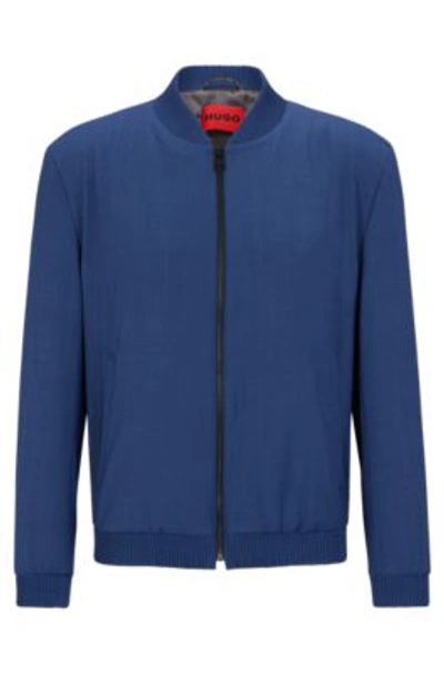 Hugo Boss Slim-fit Jacket In Performance-stretch Mohair-look Fabric In Dark Blue