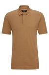 Hugo Boss Regular-fit Polo Shirt In Cotton And Silk In Beige