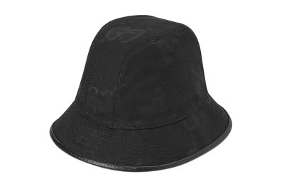 Pre-owned Gucci Jumbo Gg Bucket Hat Black