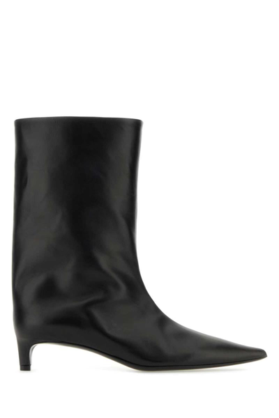 Jil Sander Half Leather Kitten-heel Mid Boots In Black