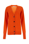 Jil Sander Sophisticated V-neck Wool Cardigan In Orange