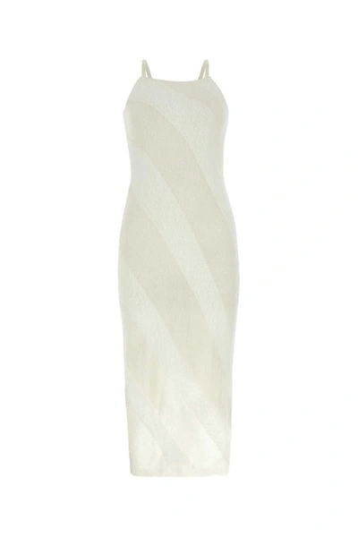 Gimaguas Two-tone Nylon Blend Fuzzy Dress In White