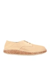 Birkenstock Man Lace-up Shoes Sand Size 13 Soft Leather In Beige