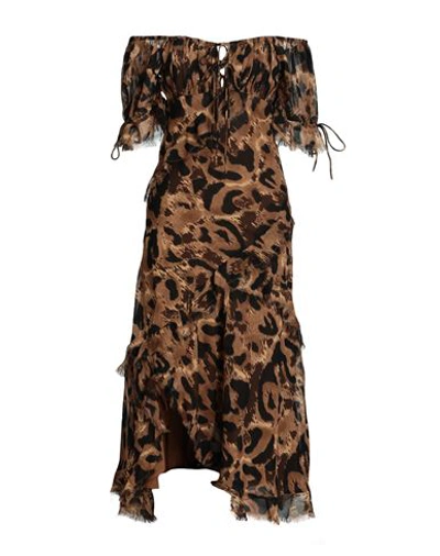 Topshop Woman Midi Dress Brown Size 12 Polyester
