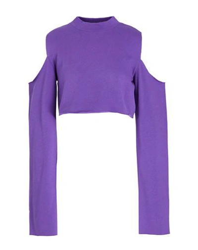 8 By Yoox Organic Cotton Shoulder Cut-out Sweatshirt Woman Sweatshirt Deep Purple Size Xxl Organic C