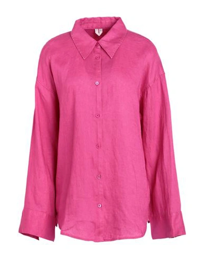 Arket Woman Shirt Fuchsia Size 14 Linen In Pink