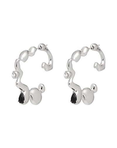 8 By Yoox Metallic Futuristic Bubble Hoops With Glass Embellishments Woman Earrings Silver Size - Me