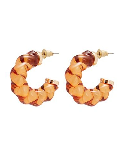8 By Yoox Twisted Resin Hoops Woman Earrings Orange Size - Resin, Metal Alloy