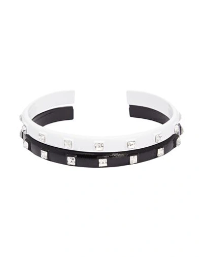 8 By Yoox Rigid Bracelet With Rhinestones Set Woman Bracelet Black Size - Metal Alloy, Enamel, Glass