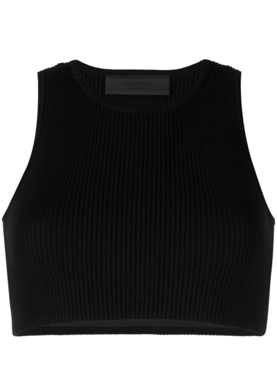 Essentials Gray Rib Tank Top In Black