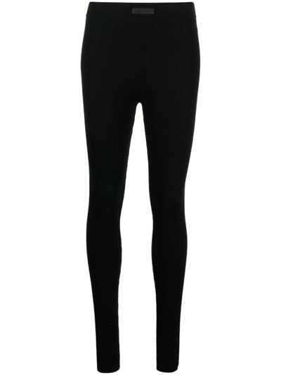 Essentials Ribbed Leggings In Jet Black