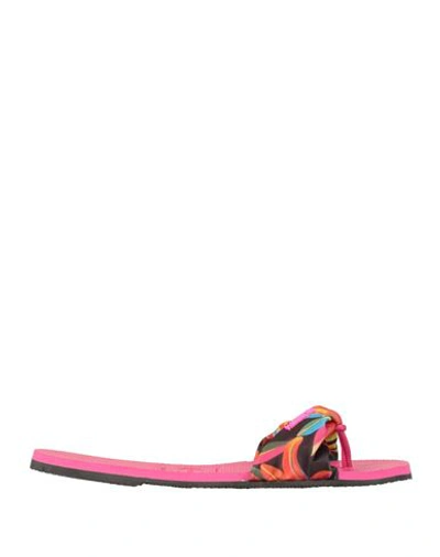 Havaianas Woman Toe Strap Sandals Fuchsia Size 6 Textile Fibers In Pink
