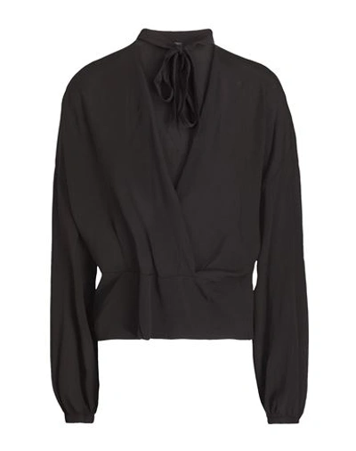 8 By Yoox Viscose V-neck Blouse Woman Blouse Black Size 12 Viscose