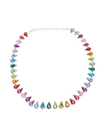 8 By Yoox Rainbow Rhinestones Choker Woman Necklace Green Size - Copper, Glass