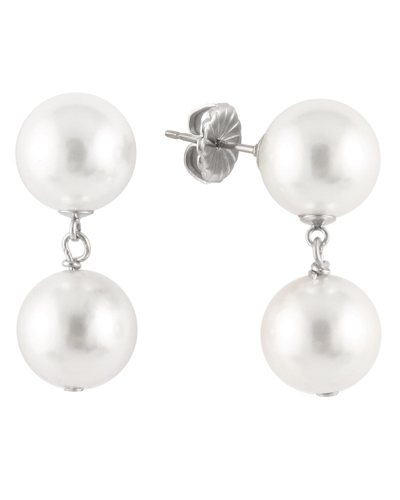 Splendid Pearls Silver 10-10.5mm Shell Pearl Earrings