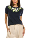 BROOKS BROTHERS BROOKS BROTHERS EMBROIDERED FLORAL SWEATER