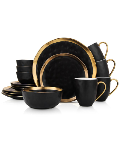 Stone Lain Florian 16 Pc. Dinnerware Set, Service For 4 In Black