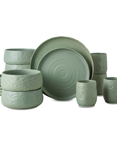 Stone By Mercer Project Stone Lain By Mercer Project Shosai 16pc Stoneware Dinnerware Set In Sage