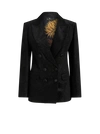 Etro Double-breasted Jacket With Printed Lining In Black