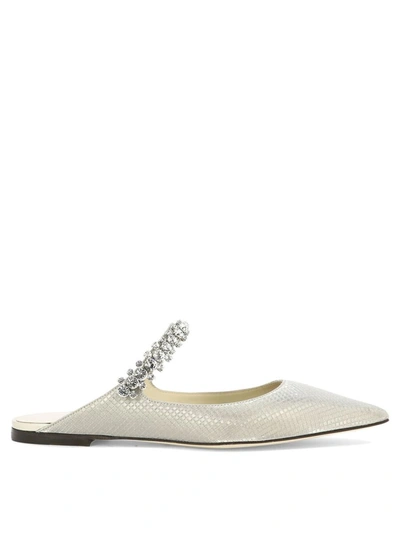 Jimmy Choo Bing Embellished Flat Mules In Champagne