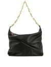 Jimmy Choo Medium Soft Leather Hobo Bag W/ Chain In Black